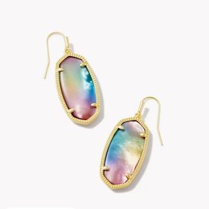 Kendra Scott Elle Gold Drop Earrings in Yellow Watercolor Illusion